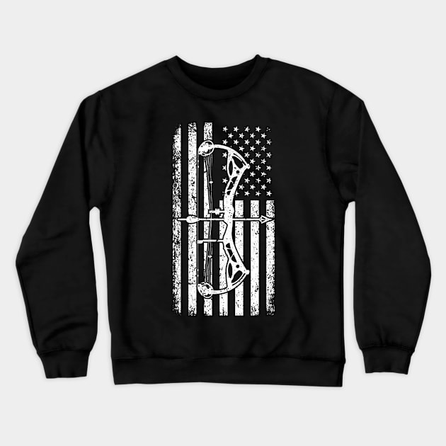 Bow Hunting Archery American Flag Patriotic Bow Hunters Crewneck Sweatshirt by Pennelli Studio